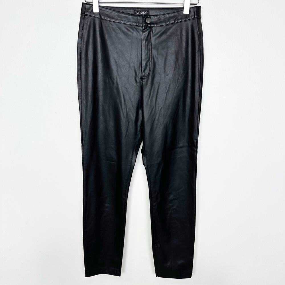 Topshop Faux Leather Black Lined Pants 6